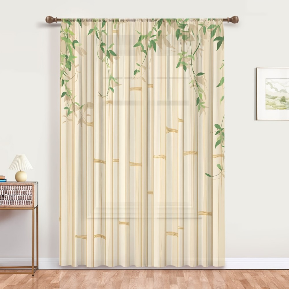 ستارة شفافة بطبعة أوراق الخيزر - مراجعة Curtain Rods وسعره